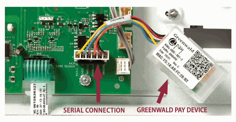 Maytag/Whirlpool Greenwald Pay installation connection layout