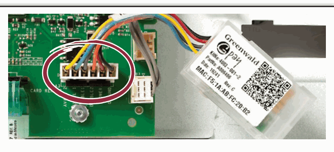 Greenwald Pay serial connector on Maytag/Whirlpool control board