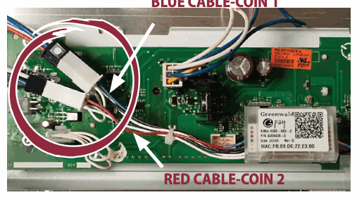 Blue Coin 1 and red Coin 2 cable connections