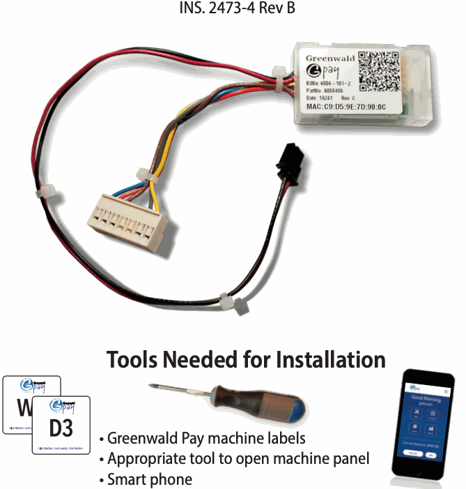 ACA Greenwald Pay installation without power supply kit and required tools