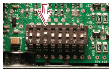 ACA control-board DIP switch 3 in the On position