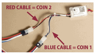 Encore dryer blue Coin 1 and red Coin 2 connections