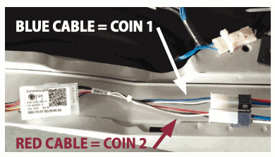 Encore washer blue Coin 1 and red Coin 2 connections