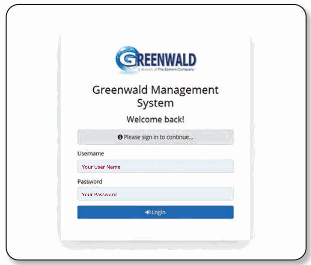 Greenwald Management System sign-in screen