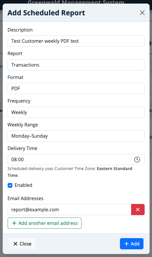Create a report schedule